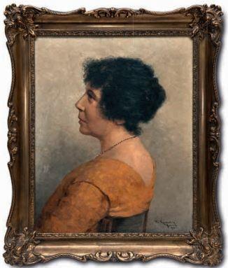 Portrait einer Dame mit schwarzem Haar by 
																	Paul von Ravenstein