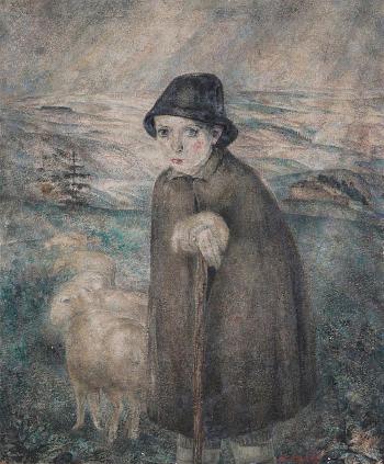 Portret van een herdersjongen by 
																	Pierre van Humbeeck