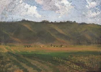 Paesaggio con pastori e gregge by 
																	Federico Rossano