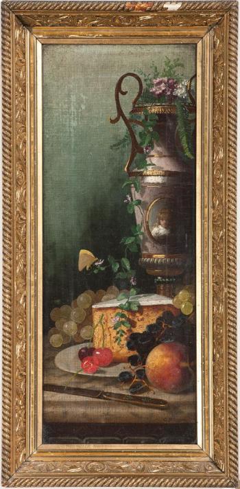 Still life with urn and cherries by 
																			Carducius Plantagenet Ream