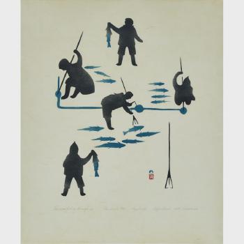 Eskimo Fishing Through The Ice by 
																	 Niviaksiak