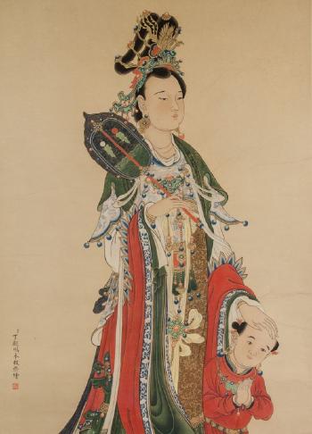 Guanyin and Shancai by 
																			 Ding Guanpeng