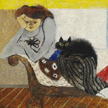 Med sort kat eller med katten på  hoften (With black cat or with the cat on the hip) by 
																	Mogens Zieler