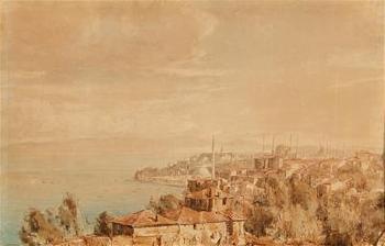 A view of Istanbul: Bosporus, Hagia Sophia and Sultan Ahmed Mosque by 
																			Joseph Fricero