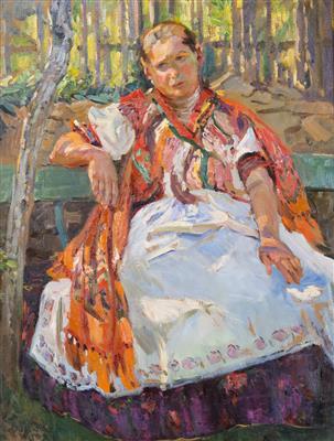 A girl in folk costume by 
																	Bozena Vohankova
