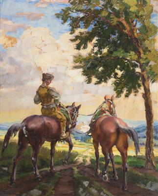 Rider with two horses by 
																	Cyril Jancalek