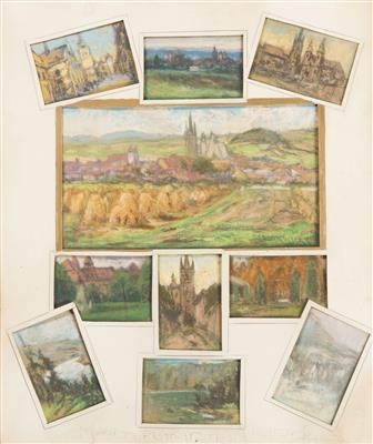 Views of Klatovy - poster design by 
																	Ferdinand Engelmuller