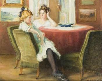 Sitting girls by 
																	Eduard Adrian Dussek