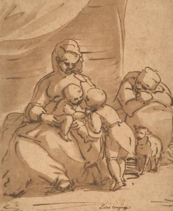 La Sainte Famille avec saint Jean-Baptiste by 
																			Giovanni Battista Paggi