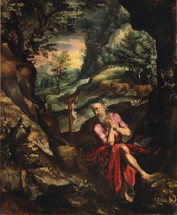 Saint Jerome in the Wilderness by 
																	Girolamo Muziano