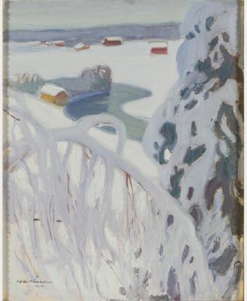 Winter landscape by 
																			Vaino Hamalainen