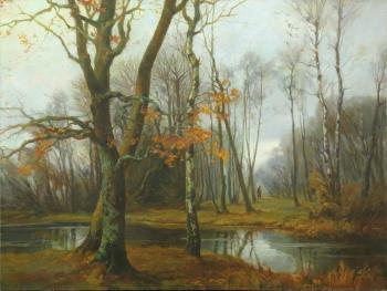 Fall landscape with figure by 
																			Georgy Zakharovich Bashinzhagyan