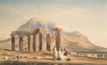Mediterranean Landscape with the Ruins of the Doric Temple by 
																	Thomas Hartley Cromek