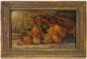 Stillleben mit Obst und Korb by 
																			Eugene Parisy