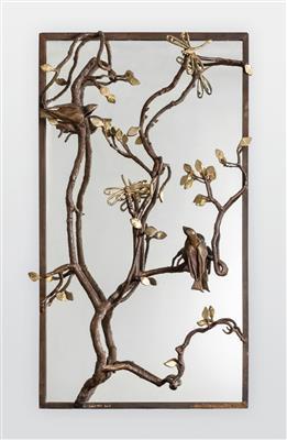Mirror with birds and dragonflies by 
																	Paula Swinnen