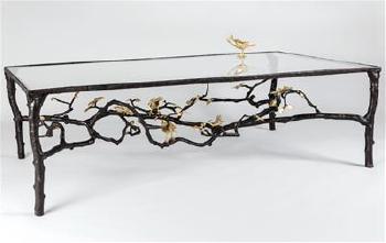 Couch table with birds, dragonflies, a lizard and a snail by 
																			Paula Swinnen