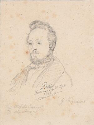 Portrait of music teacher and Master of Theology Henrik Georg Clausen Swane (1818–1897) by 
																	Johan Christian Clausen Dahl