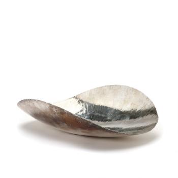 Sculptural, curved dish with chased surface by 
																			 Age Fausing