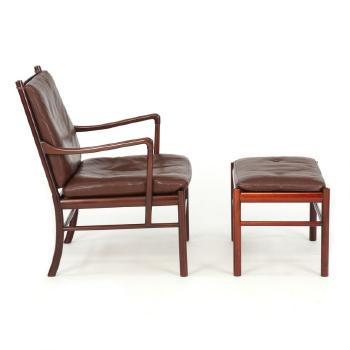 Armchair and matching stool by 
																			Ole Wanscher