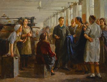 At The Textile Mill Of The Chutkikh Brigade by 
																	Boris Moiseevich Zelenyi