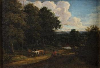 Le berger et son troupeau à l'orée du bois by 
																	Jacques d'Arthois
