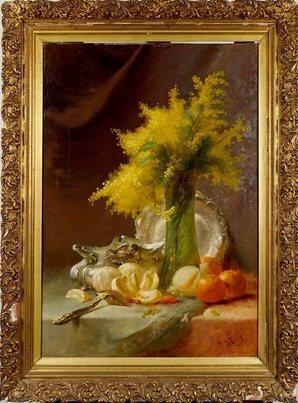Nature morte aux oranges et aux mimosas by 
																	Edward van Ryswyck