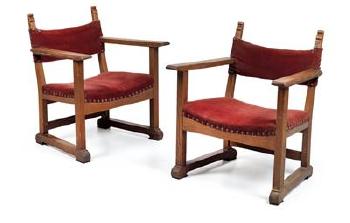 Two armchairs by 
																	Heinrich Kulka