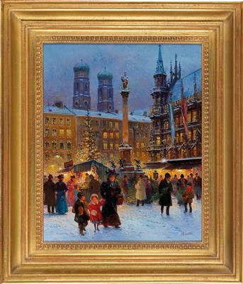 Christmas Market on the Marienplatz, Munich by 
																			Detlev Nitschke