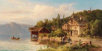 Washerwomen on the Lake Shore by 
																			Hugo Ullik