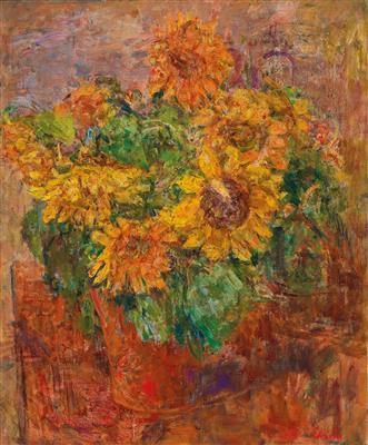 Lublin 1896-1987 Warsaw) Sunflowers in a Vase by 
																			Eugeniusz Eibisch