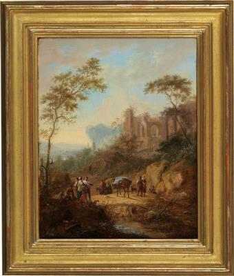 A pair of southern landscapes with figures by 
																			Johann Christian Vollerdt