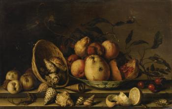 Still Life with Basket of Shells, a Plate with Fruits and Insects by 
																	Balthasar van der Ast