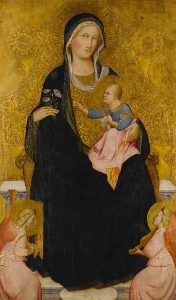 Madonna and Child Enthroned with Music-making Angels by 
																	Angelo di Taddeo Gaddi