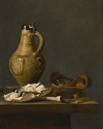 Still Life with An Earthenware Jug, A Deck of Cards and Smoking Paraphernalia by 
																	Jan Fris