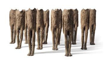 Flock (12 Standing Figures, from 'Ragazzi' Cycle) by 
																	Magdalena Abakanowicz