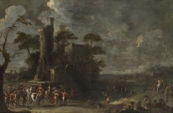 Scena con cavalieri by 
																	Cornelis de Wael