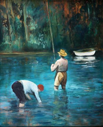 Fishermen in The Kinneret by 
																	Zvi Malnovitzer