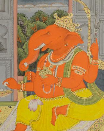 Ganesha Enthroned by 
																			 Sajnu of Mandi