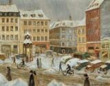 Snowcovered townscape by 
																			Carl Falbe-Hansen
