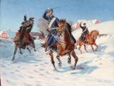 Dragoons in a battle on a winterday by 
																			Karl Hansen Reistrup