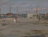 Harbour scene by 
																			Peter Rostrup-Boyesen