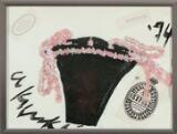 Collage with panties, hair and stamps by 
																			Arthur Kopcke