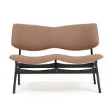 Two seater sofa-bench with black lacquered frame by 
																			Gunnar Sorlie