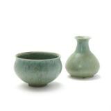 Stoneware vase and bowl by 
																			Gutte Eriksen