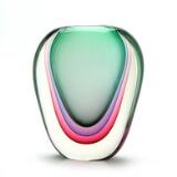 Triple 'Sommerso' oval shaped vase of clear glass by 
																			Luigi Onesto