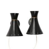 A pair of wall lamps with brass stem by 
																			 ASEA