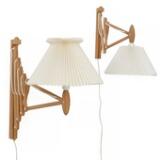 Two foldable oak wall lamps, shade of pleated white acrylic by 
																			Erik Riisager Hansen