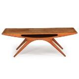 Rectagular coffee table of teak with underlying shelf by 
																			C F Christensen