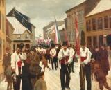 'Sluppen' (Aarhus Scenery With Parading Sailors) by 
																			August Haerning