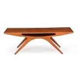 Rectagular Coffee Table Of Teak With Underlying Shelf by 
																			Johannes Andersen